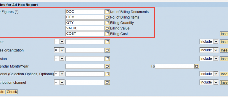 Selection in variable screen.