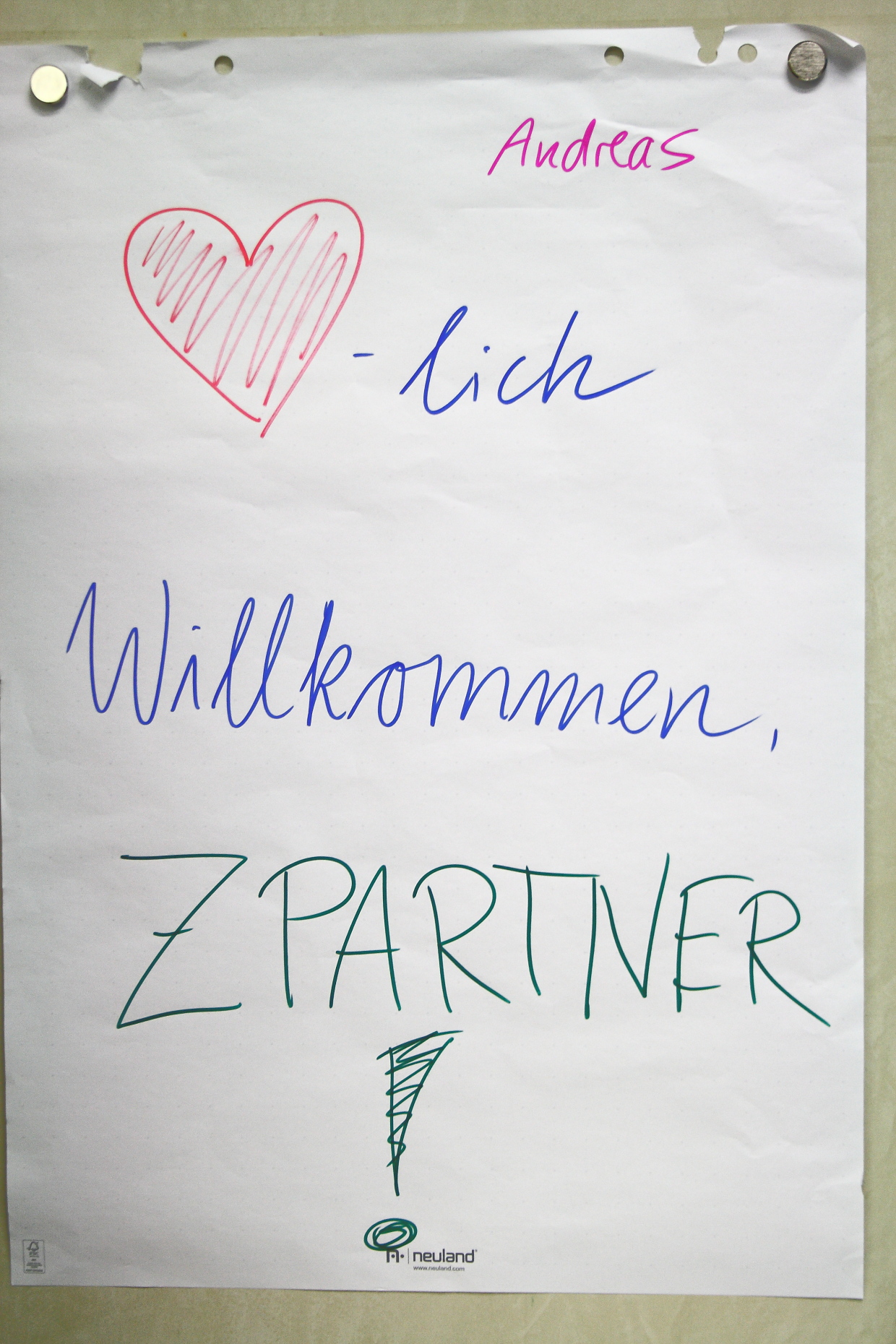 Ein Willkommensplakat von Andreas Niese für den Workshop.