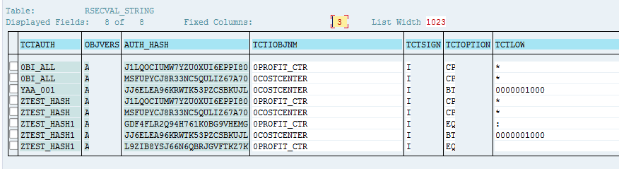 RSEC*-Tables and IO AUTH_HASH