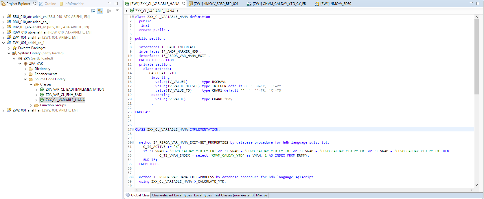 Usage of SAP HANA Exit Variables for a standard reporting scenario