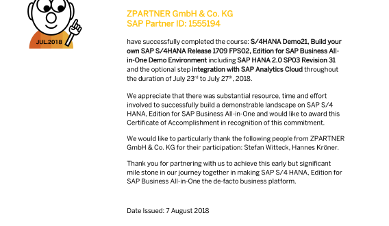ZPARTNER S/4HANA Demo21